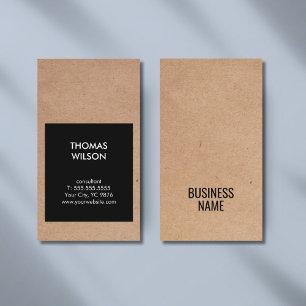 Modernes Cooles Kraft Paper Black Consultant Visitenkarte