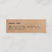 Modernes Cooles Kraft Paper Consultant Mini Visitenkarte (Rückseite)