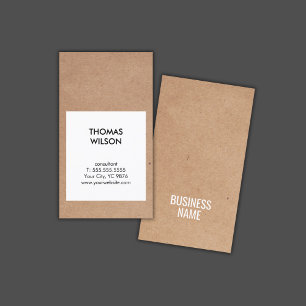 Modernes Cooles Kraft Paper Schwarz-weiß Consultan Visitenkarte