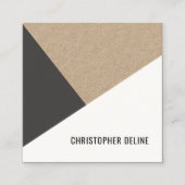 Modernes Cooles Kraftpapier Grau weiß Geometrisch Quadratische Visitenkarte (Vorderseite)