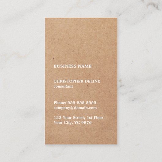 Modernes Cooles Kraftpapier White Monogram Consult Visitenkarte (Rückseite)