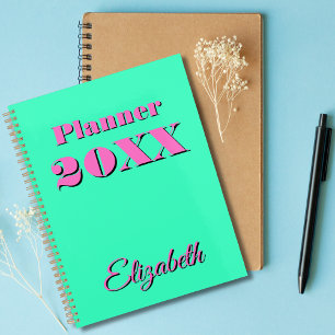 Modernes Cooles Neon Aquamarin Pink Woche und Mona Planer