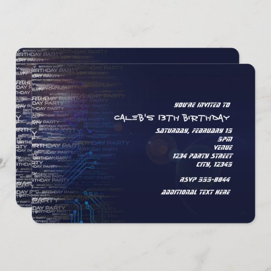 Modernes Cooles Party für Typografie Einladung (Vorne/Hinten)