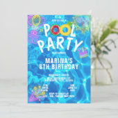 Modernes Cooles Pool Party Sommerschwimmen Geburts Einladung (Stehend Vorderseite)