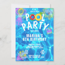 Modernes Cooles Pool Party Sommerschwimmen Geburts