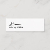 Modernes, Cooles Schwarz-weißes Scheren Mini Visitenkarte (Vorderseite)