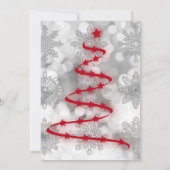 Modernes, Cooles Silber, Roter Weihnachtsbaum Einladung (Rückseite)
