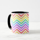 Modernes, cooles, trendy Regenbogen-Zickzack Monog Tasse (Vorderseite Links)