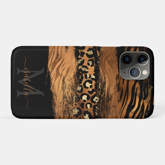 Modernes Copper-Glitzer Mit Monogramm Case-Mate iPhone Hülle (Rückseite (Horizontal))