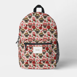 Modernes Coquette Mops Dog Muster Personalisiert Bedruckter Rucksack