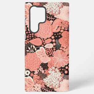 Modernes Coral Floral Gemustert Samsung Galaxy Hülle