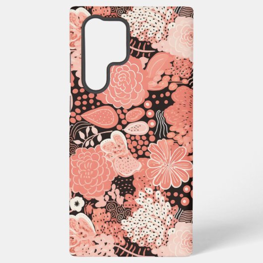 Modernes Coral Floral Gemustert Samsung Galaxy Hülle (Rückseite)