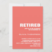 Modernes Coral Minimalistisch Retirement Party Einladung (Vorderseite)