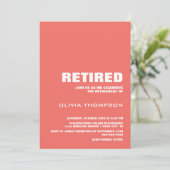 Modernes Coral Minimalistisch Retirement Party Einladung (Stehend Vorderseite)
