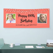 Modernes Coral Peach String Light Foto JEDER Gebur Banner (Messe)