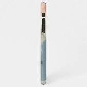 Modernes Coral Red Beige Grau Blue Art Muster iPhone Hülle (Linke Seite)