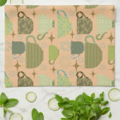 Modernes Coral Teacup aus der Mitte des Jahrhunder Geschirrtuch (Gefaltet)