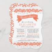 Modernes Coral Umbrella-Brautparty Einladung (Vorne/Hinten)