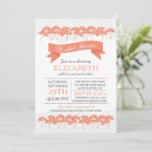 Modernes Coral Umbrella-Brautparty Einladung (Stehend Vorderseite)