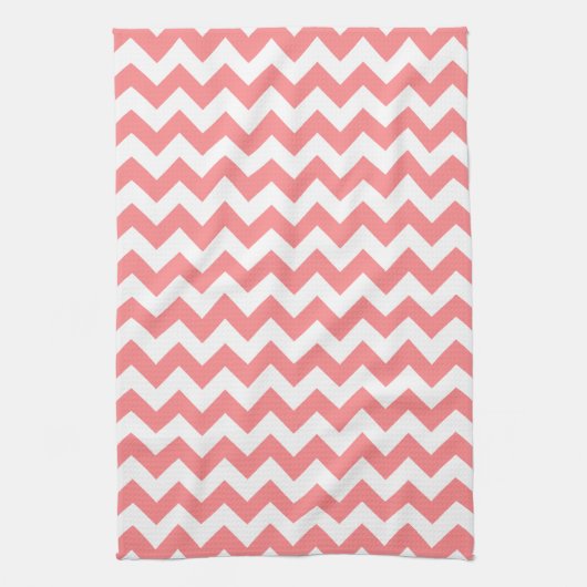 Modernes Coral und Zickzack Zigzag Muster Handtuch (Vertikal)