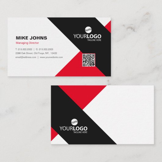 Modernes Corporate & Beruflich Red & Black Visitenkarte (Vorne/Hinten)