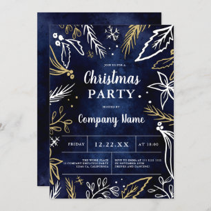 Modernes Corporate Fett Gold Marine Weihnachtsfest Einladung