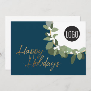 Modernes Corporate Logo Happy Holidays Blue Feiertagskarte
