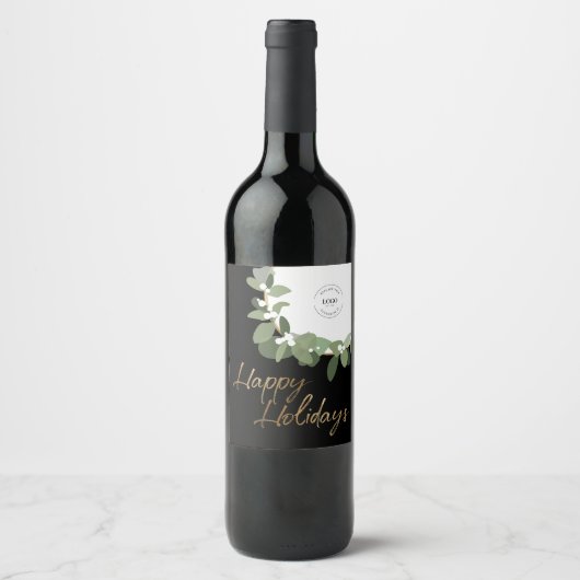 Modernes Corporate Logo Happy Holidays Kein Foto Weinetikett (Vorderseite)