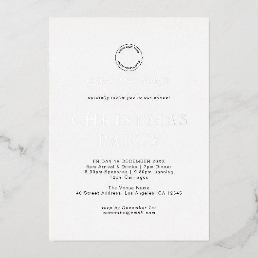 Modernes Corporate Text Weihnachten Party Luxus Re Folieneinladung (Vorderseite)