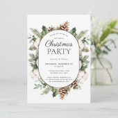 Modernes Cotton Winter Grün Weihnachten Party Einladung (Stehend Vorderseite)