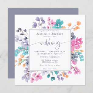 Modernes Country Bloral Lavendel rosa Hochzeitsskr Einladung