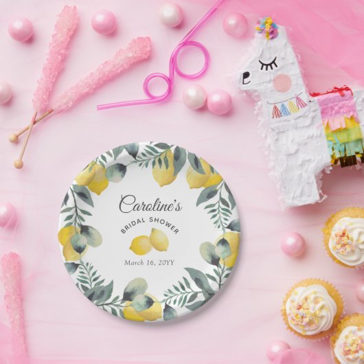 Modernes Country Lemons Boho Greenery Brautparty Pappteller (Party)