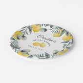 Modernes Country Lemons Boho Greenery Brautparty Pappteller (Schrägansicht)