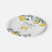 Modernes Country Lemons Boho Greenery Brautparty Pappteller (Schrägansicht)