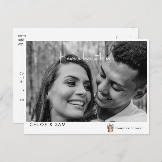 Modernes Coupl B/W Foto mit Dusche Postkarte (Vorne/Hinten)