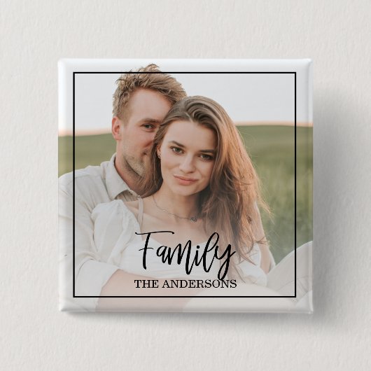 Modernes Couple Collage Foto & liebevolles Familie Button (Vorderseite)