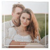 Modernes Couple Collage Foto & Minimal Familienges Fliese (Vorderseite)