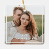 Modernes Couple Collage Foto & Minimal Familienges Keramikornament (Vorderseite)