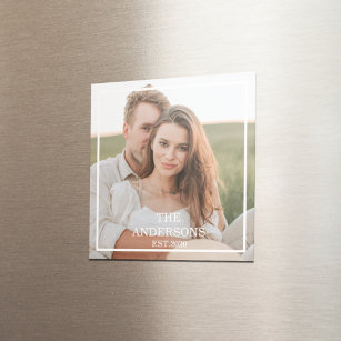 Modernes Couple Collage Foto & Minimal Familienges Magnet