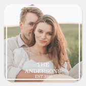 Modernes Couple Collage Foto & Minimal Familienges Quadratischer Aufkleber (Vorderseite)