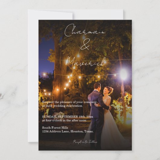 Modernes Couple Dancing beleuchtet Foto Hochzeit Einladung (Vorderseite)