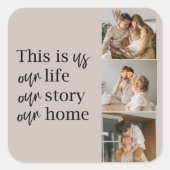 Modernes Couple Family Foto & Family Quote Quadratischer Aufkleber (Vorderseite)
