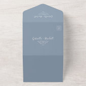 Modernes Couple Foto Dusty Blue Wedding All In One Einladung (Außenbereich)