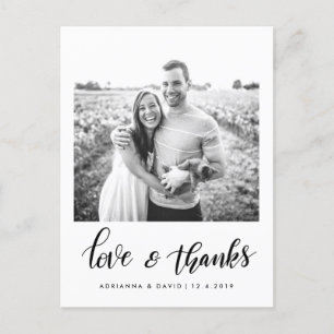 Modernes Couple Foto Liebe & dank Script Postkarte