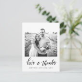 Modernes Couple Foto Liebe & dank Script Postkarte (Stehend Vorderseite)