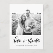 Modernes Couple Foto Liebe & dank Script Postkarte (Vorderseite)