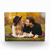 Modernes Couple-Gesegnetes Script Fotoblock (Vorderseite)