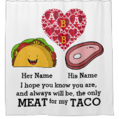 Modernes Couple-Taco und Fleischliebhaber maßgesch Duschvorhang (Vorderseite)