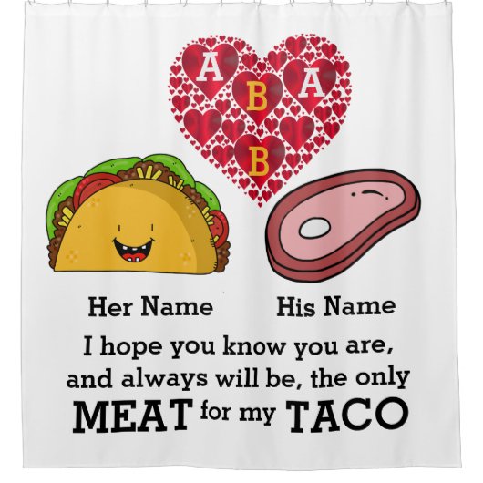 Modernes Couple-Taco und Fleischliebhaber maßgesch Duschvorhang (Vorderseite)