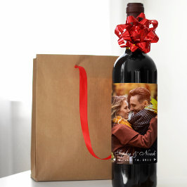 Modernes Couple Wedding Foto | Set mit Weinetikett